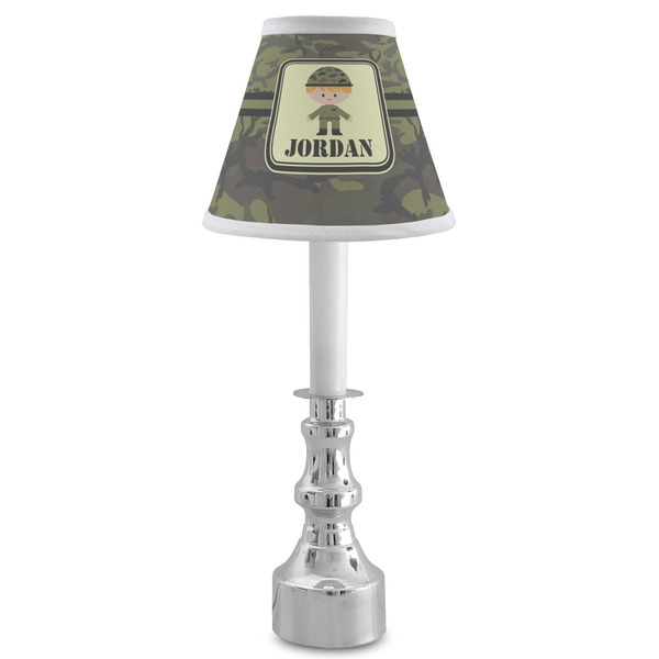 Green Camo Small Chandelier Lamp - LIFESTYLE (on candle stick)