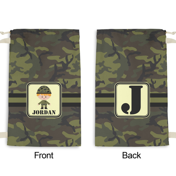 Green Camo Small Laundry Bag - Front & Back View