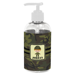 Green Camo Plastic Soap / Lotion Dispenser (8 oz - Small - White) (Personalized)