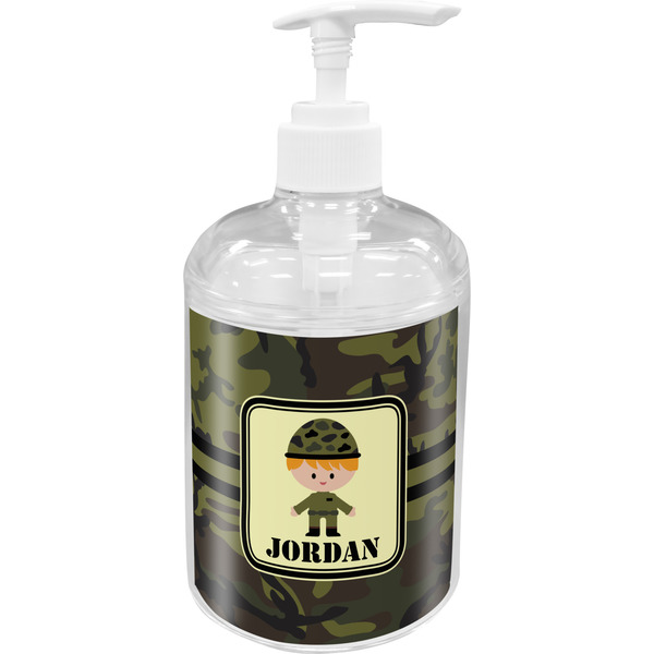 Custom Green Camo Acrylic Soap & Lotion Bottle (Personalized)