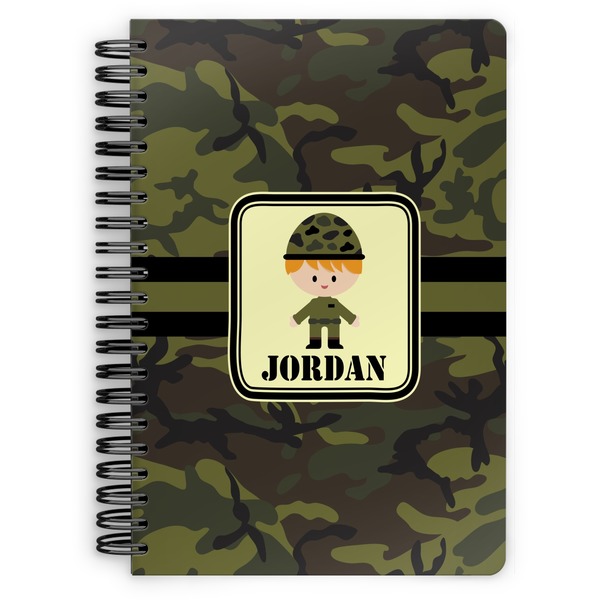 Custom Green Camo Spiral Notebook - 7x10 w/ Name or Text
