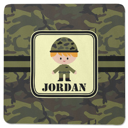 Green Camo Square Rubber Backed Coaster (Personalized)