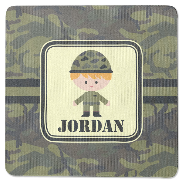 Custom Green Camo Square Rubber Backed Coaster (Personalized)