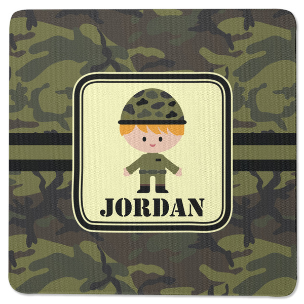 Green Camo Square Coaster Rubber Back - Single