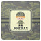 Green Camo Square Rubber Backed Coaster (Personalized)