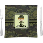 Green Camo 9.5" Glass Square Lunch / Dinner Plate- Single or Set of 4 (Personalized)