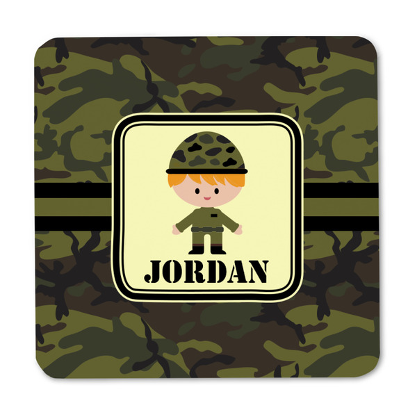 Green Camo Square Fridge Magnet - FRONT