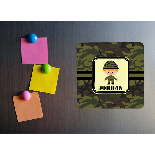 Green Camo Square Fridge Magnet - LIFESTYLE