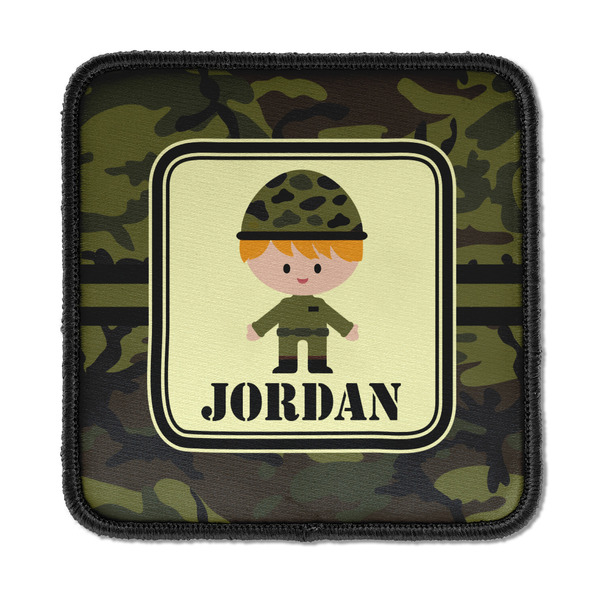 Custom Green Camo Iron On Square Patch w/ Name or Text