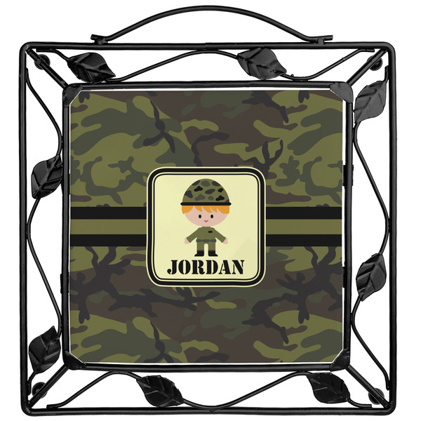 Custom Green Camo Square Trivet (Personalized)