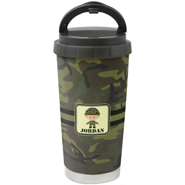 Custom Green Camo Stainless Steel Coffee Tumbler (Personalized)