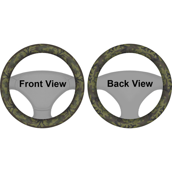 Green Camo Steering Wheel Cover- Front and Back