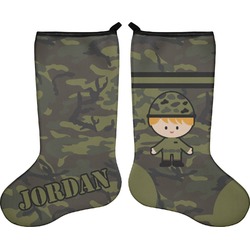 Green Camo Holiday Stocking - Double-Sided - Neoprene (Personalized)