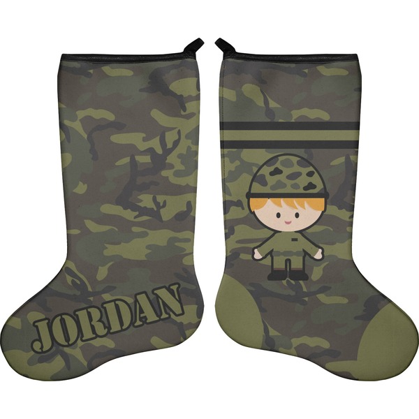 Custom Green Camo Holiday Stocking - Double-Sided - Neoprene (Personalized)