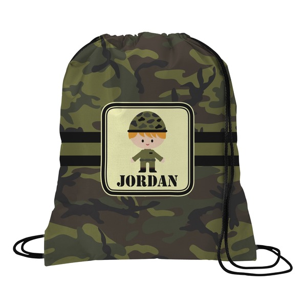 Custom Green Camo Drawstring Backpack - Large (Personalized)