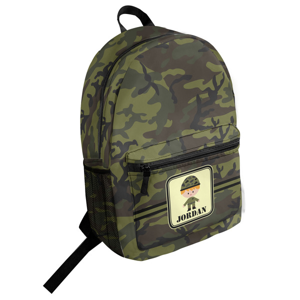 Custom Green Camo Student Backpack (Personalized)
