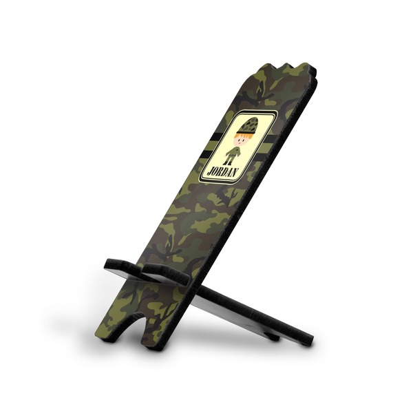 Custom Green Camo Stylized Cell Phone Stand - Small w/ Name or Text