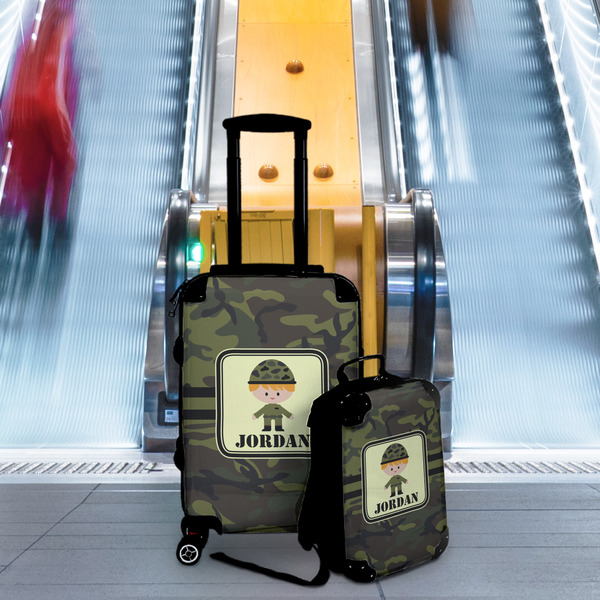 Green Camo Suitcase Set 4 - IN CONTEXT