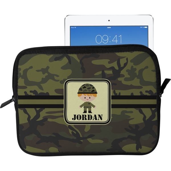 Custom Green Camo Tablet Case / Sleeve - Large (Personalized)
