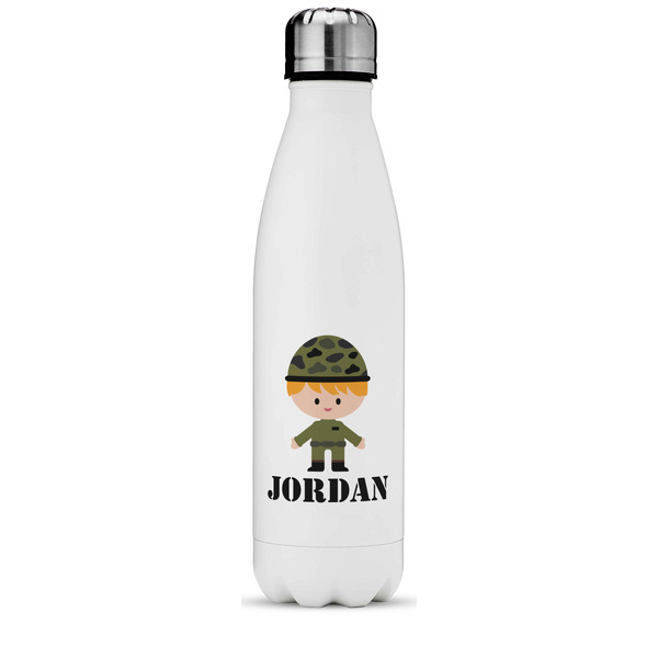 Custom Green Camo Water Bottle - 17 oz. - Stainless Steel - Full Color Printing (Personalized)