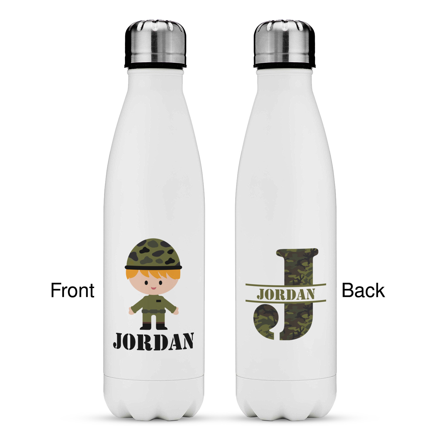 Green Camo Tapered Water Bottle 17 oz. Stainless Steel