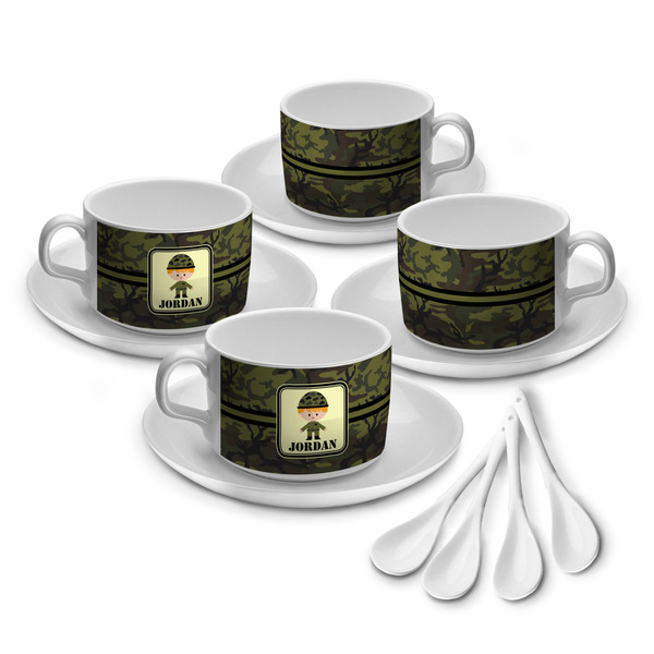 Custom Green Camo Tea Cup - Set of 4 (Personalized)