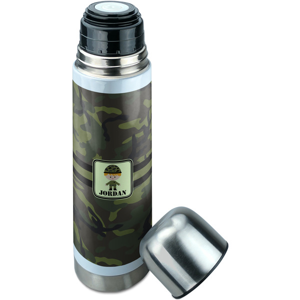 Green Camo Thermos - Lid Off