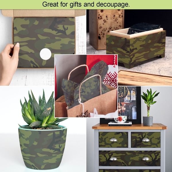 Green Camo Tissue Paper - In Use Collage