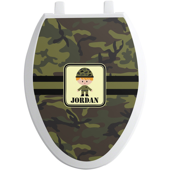 Custom Green Camo Toilet Seat Decal - Elongated (Personalized)