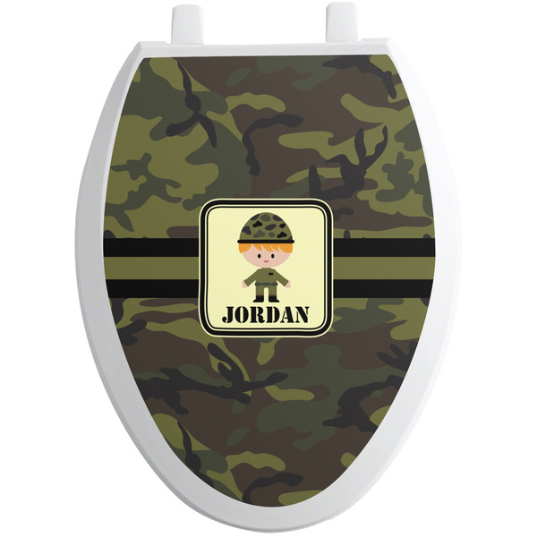 Green Camo Toilet Seat Decal (Personalized)