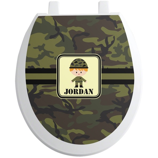 Custom Green Camo Toilet Seat Decal - Round (Personalized)