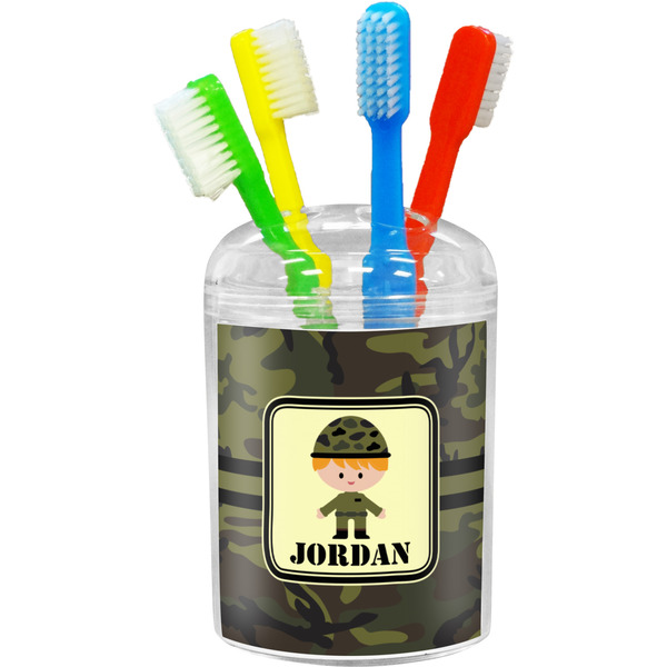 Custom Green Camo Toothbrush Holder (Personalized)