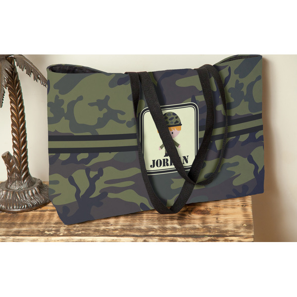 Green Camo Tote w/Black Handles - Lifestyle View