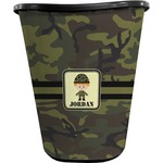 Green Camo Waste Basket - Double Sided (Black) (Personalized)