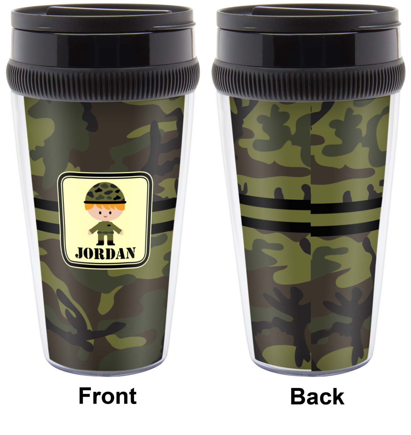 Green Camo Acrylic Travel Mugs (Personalized) YouCustomizeIt