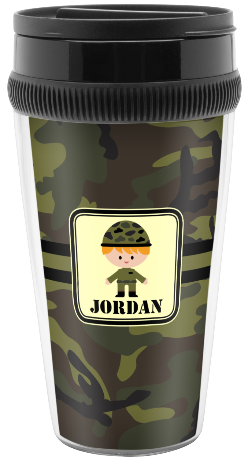 Green Camo Acrylic Travel Mugs (Personalized) YouCustomizeIt