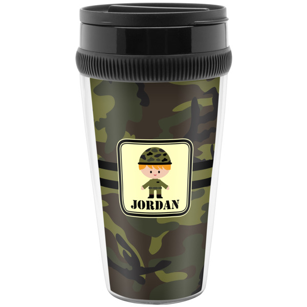 Custom Green Camo Acrylic Travel Mug without Handle (Personalized)