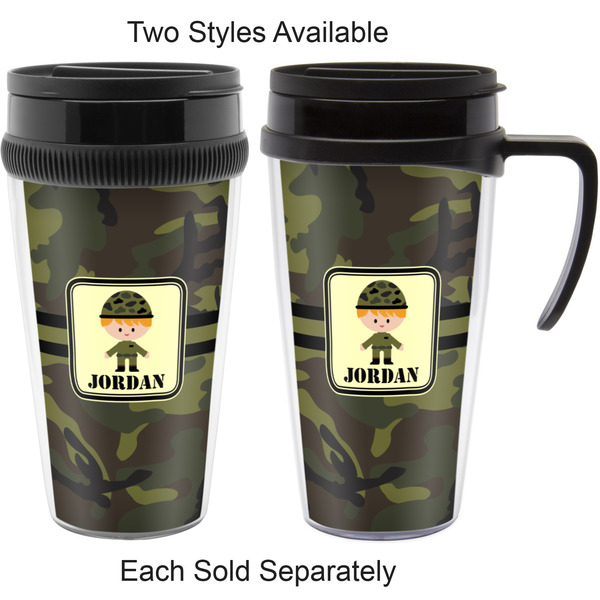 Green Camo Travel Mugs - with & without Handle