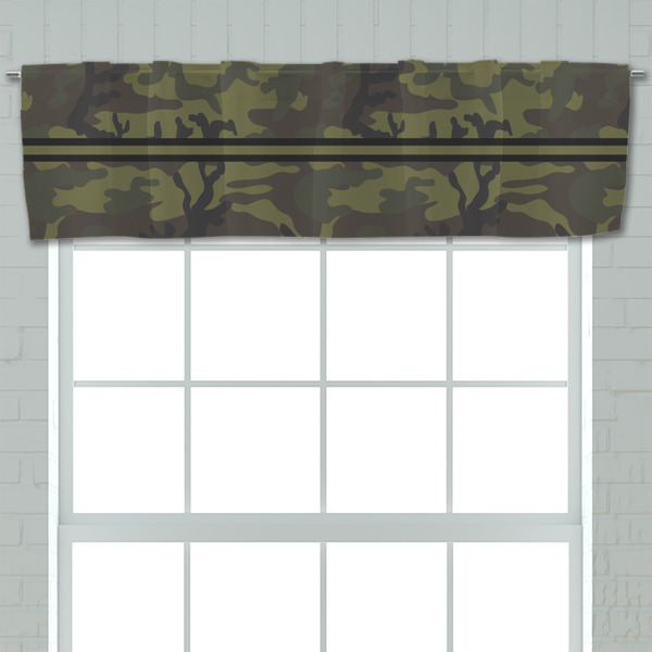 Green Camo Valance - Closeup on window