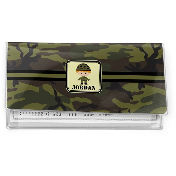 Custom Green Camo Vinyl Checkbook Cover (Personalized)