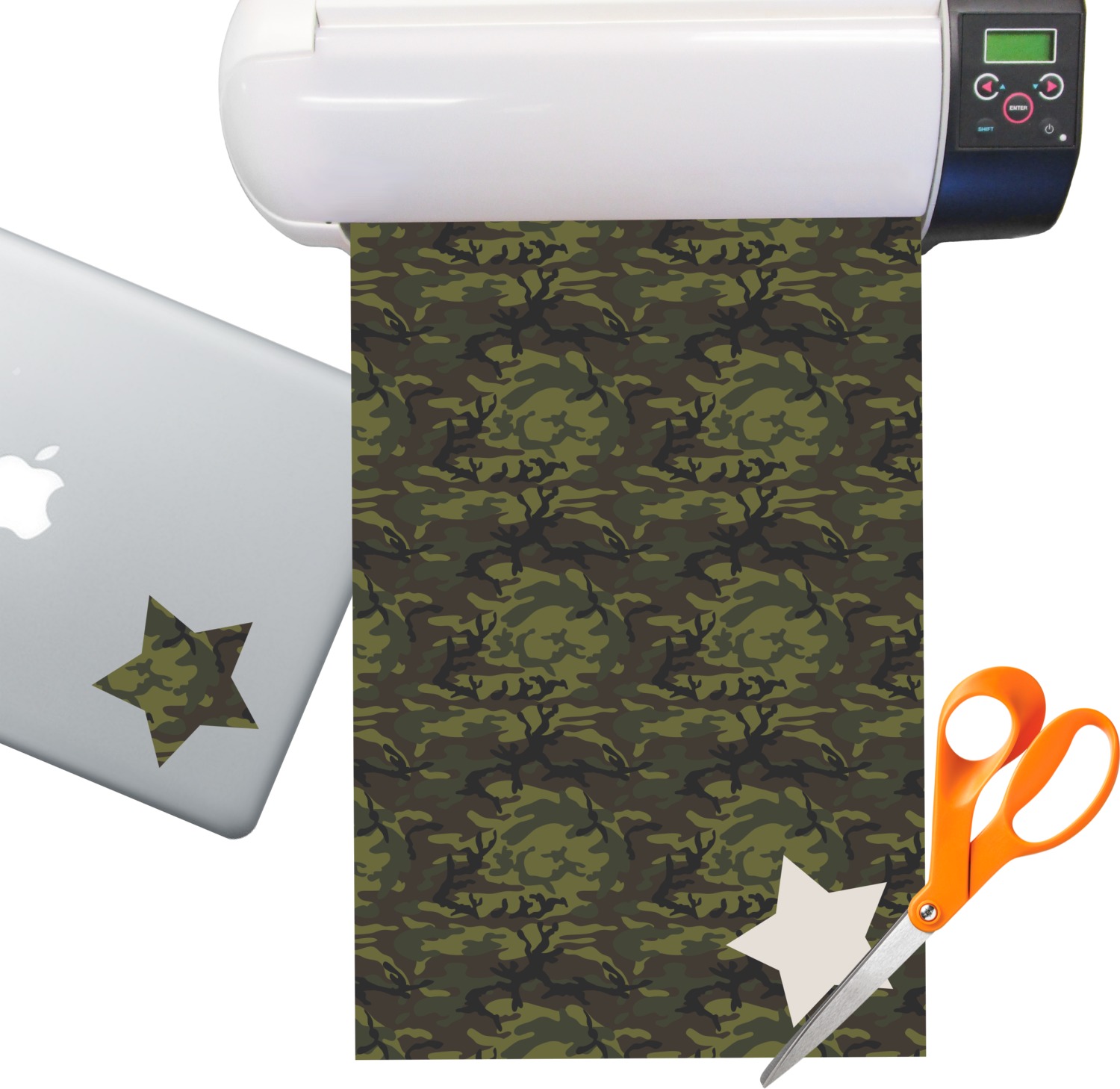 Green Camo Sticker Vinyl Sheet (Permanent) YouCustomizeIt