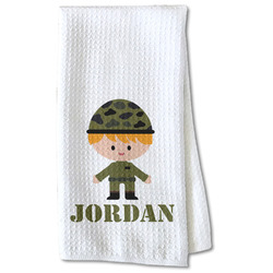 Green Camo Kitchen Towel - Waffle Weave - Partial Print (Personalized)