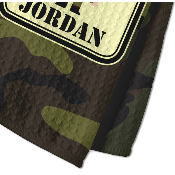 Green Camo Waffle Weave Towel - Closeup of Material Image