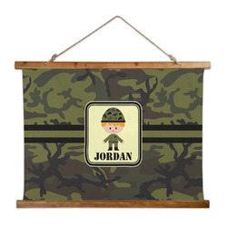 Green Camo Wall Hanging Tapestry - Wide (Personalized)