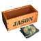 Green Camo Wall Name Decal on Wooden Storage Chest