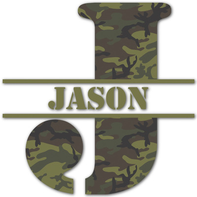 Green Camo Name & Initial Decal - Custom Sized (Personalized)