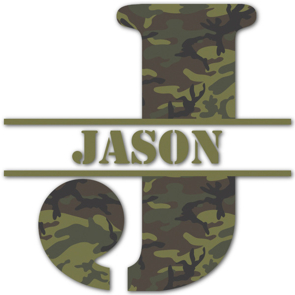 Custom Green Camo Name & Initial Decal - Up to 12"x12" (Personalized)