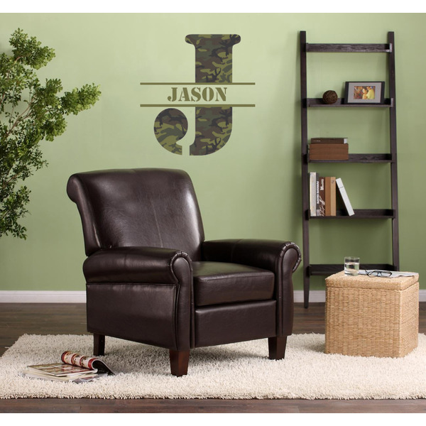 Green Camo Wall Name & Initial Large on Living Room Wall