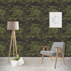 Green Camo Wallpaper & Surface Covering (Water Activated - Removable)