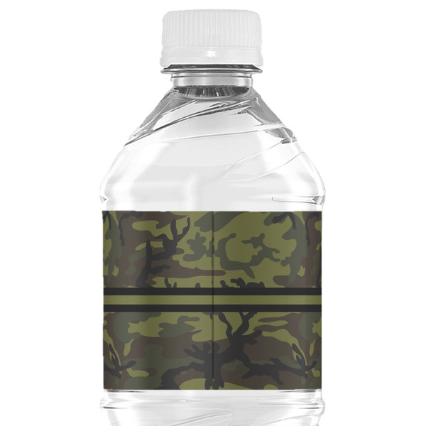 Green Camo Water Bottle Label - Back View